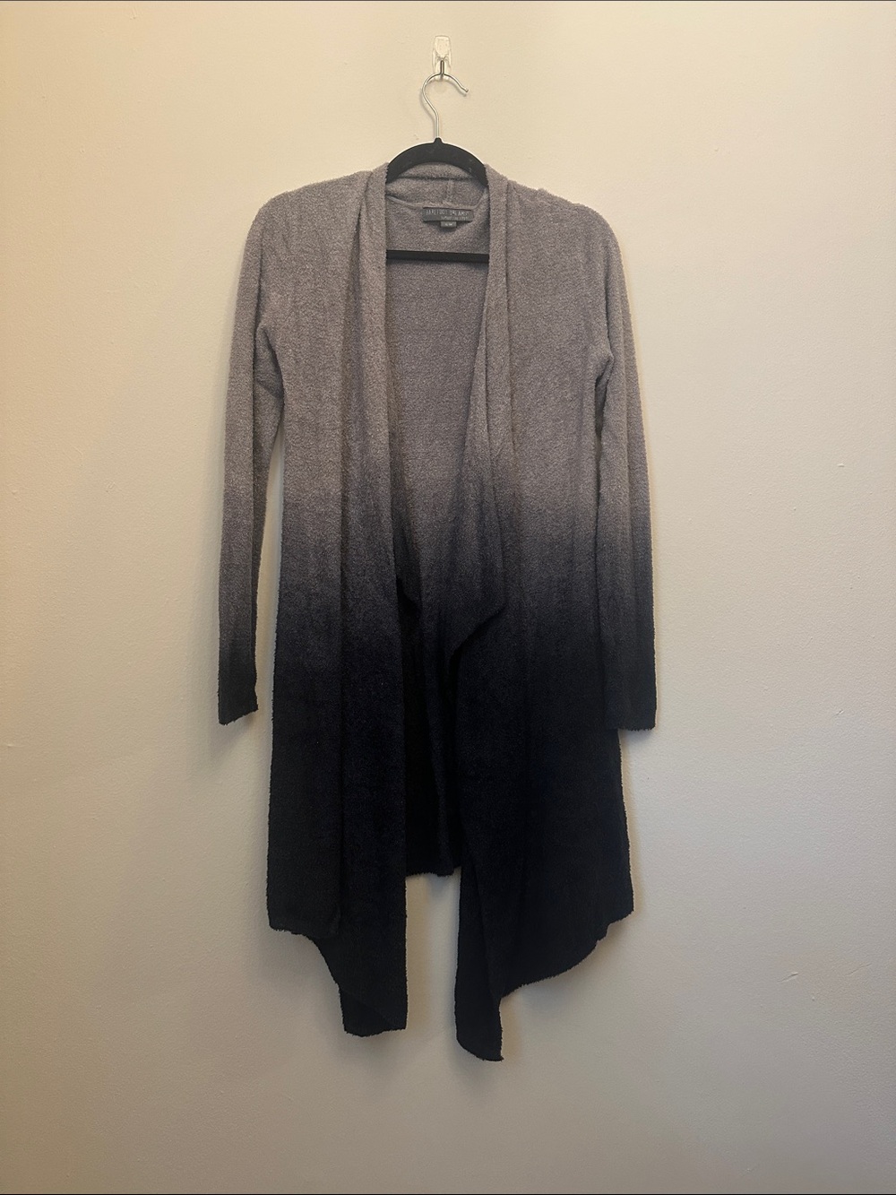 Barefoot Dreams Gray to Black Ombre Open-Front CozyChic‎ Lite Cardigan Sz S/M
